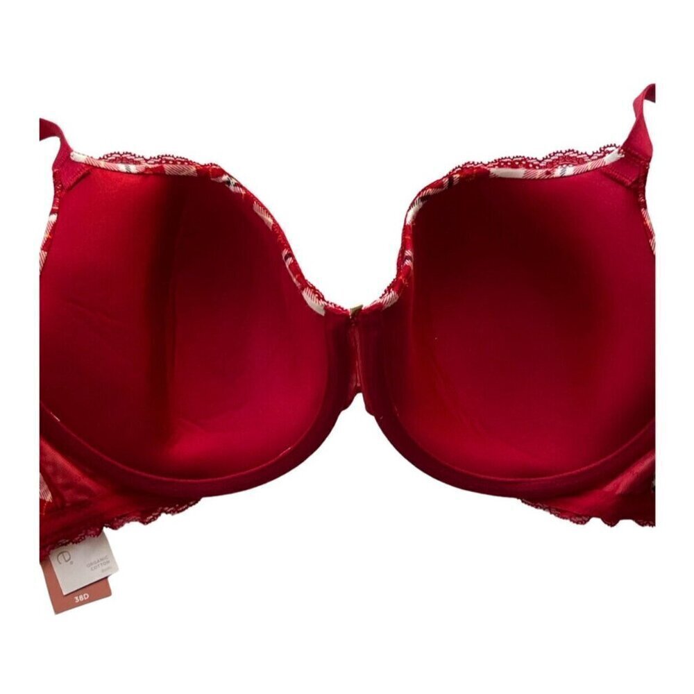 Ambrielle Organic Cotton Demi Classic Racerback Red Plaid Bra Size 38D - Picture 8 of 11